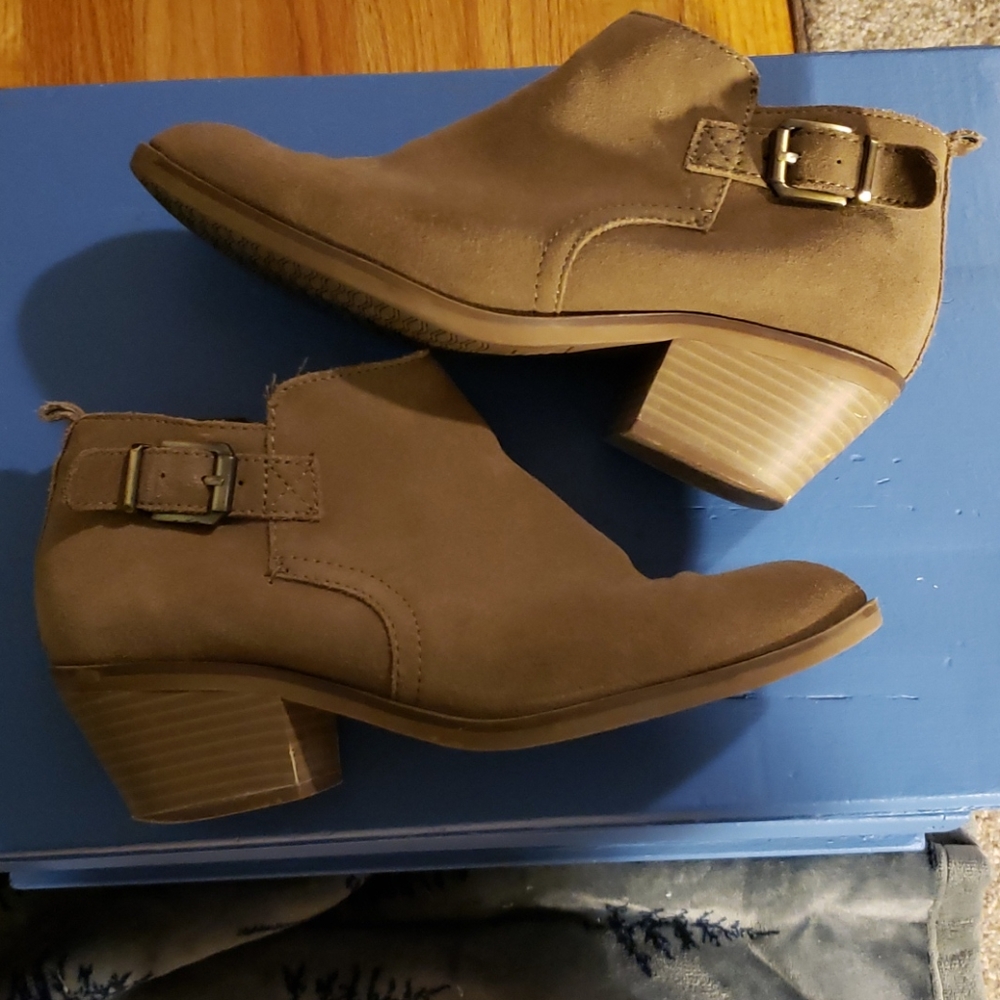 Sonoma Brown Suede Heeles Booties with Buckle